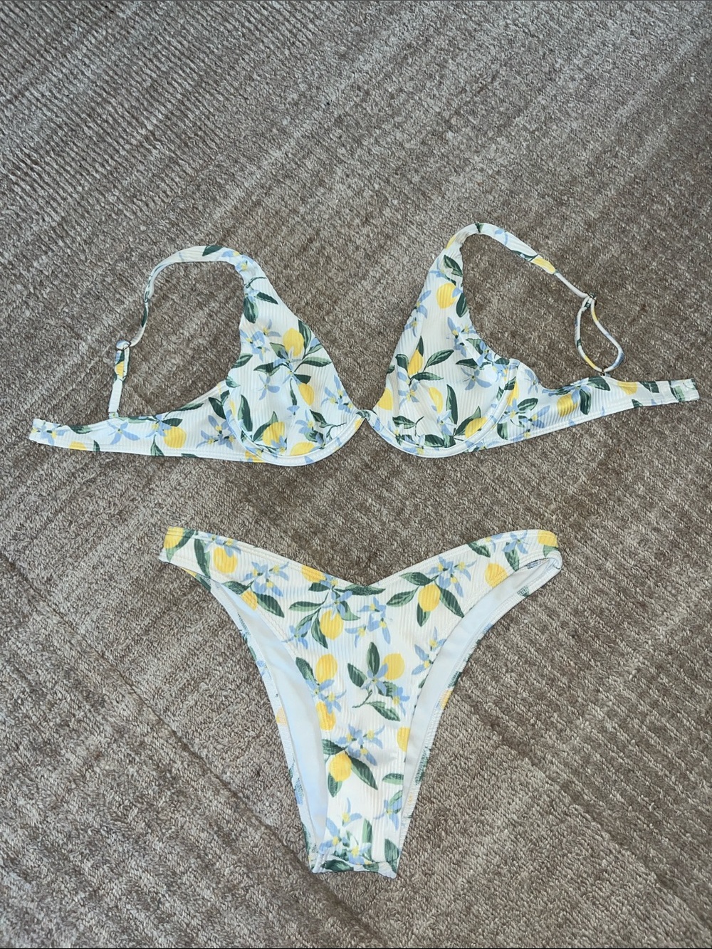 Hollister Lemon Print Bikini Set - White & Yellow
